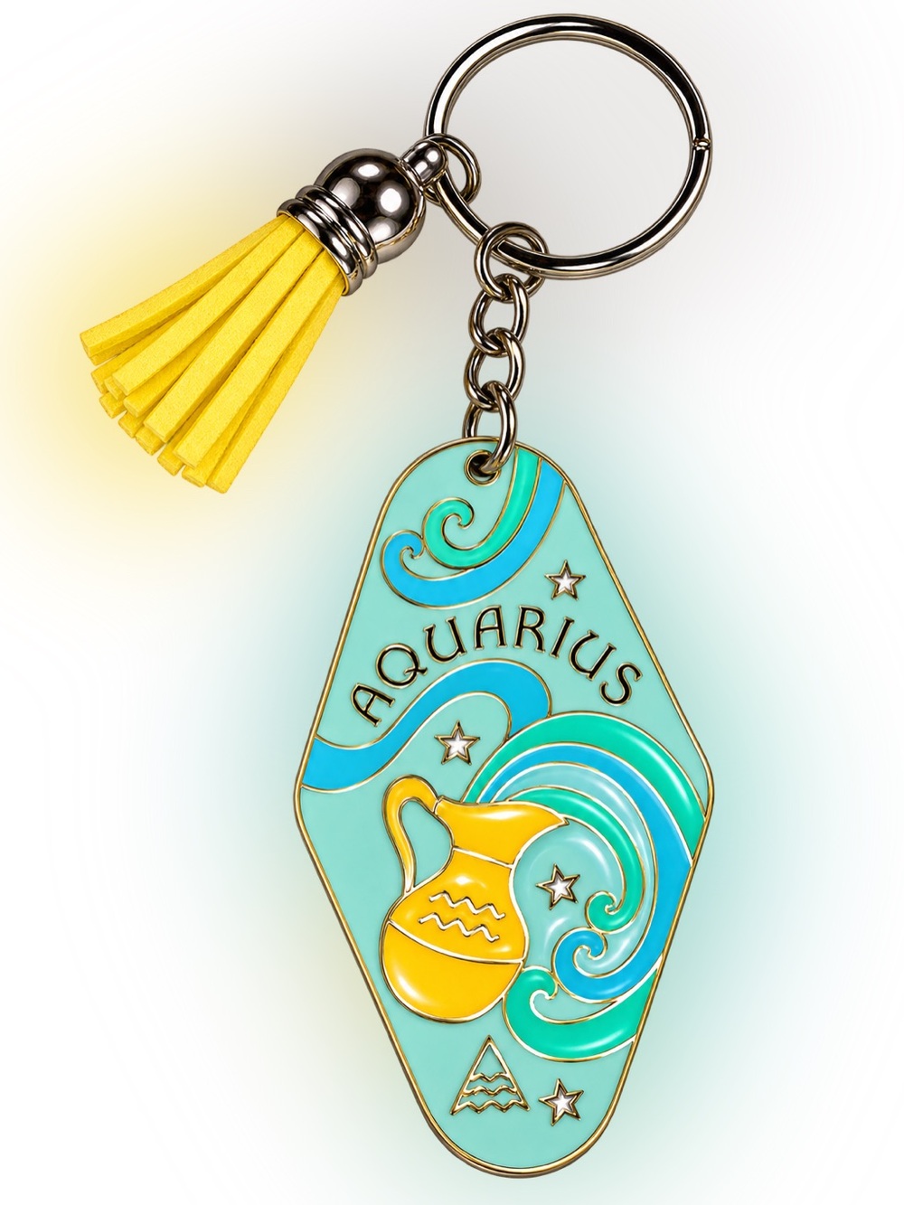 Decorative keychain with Aquarius design